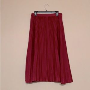 Red Pleated Maxi Skirt